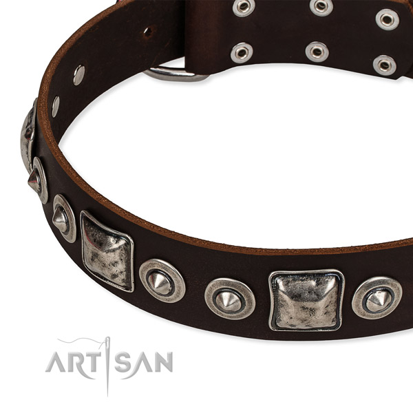 Leather dog collar made of best quality material with decorations