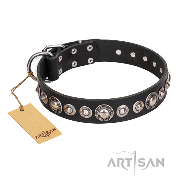 Leather dog collar made of top notch material with strong buckle