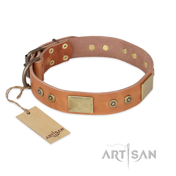 Adjustable full grain leather dog collar for everyday use