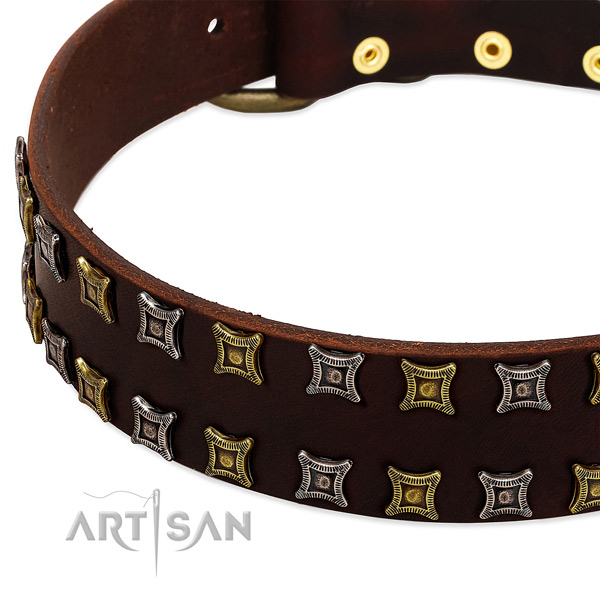 Gentle to touch leather dog collar for your impressive canine