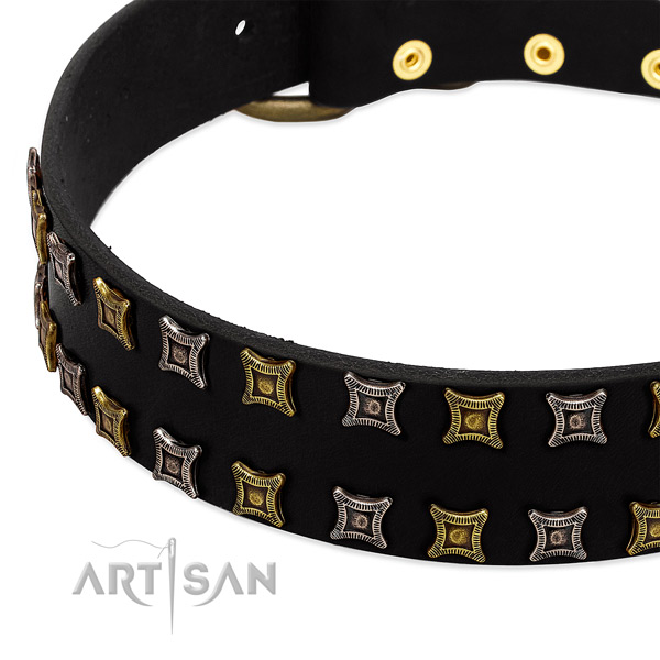 Top notch full grain leather dog collar for your beautiful pet