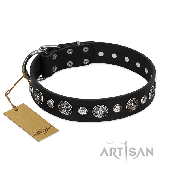 High quality full grain genuine leather dog collar with awesome studs