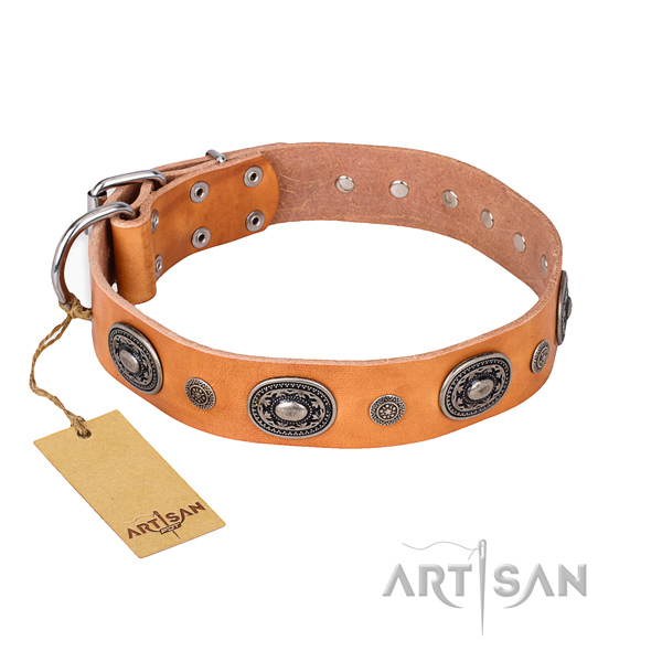 Top notch full grain leather collar handcrafted for your pet