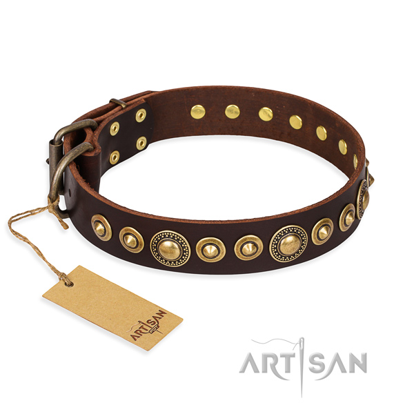 Soft to touch natural genuine leather collar handcrafted for your dog