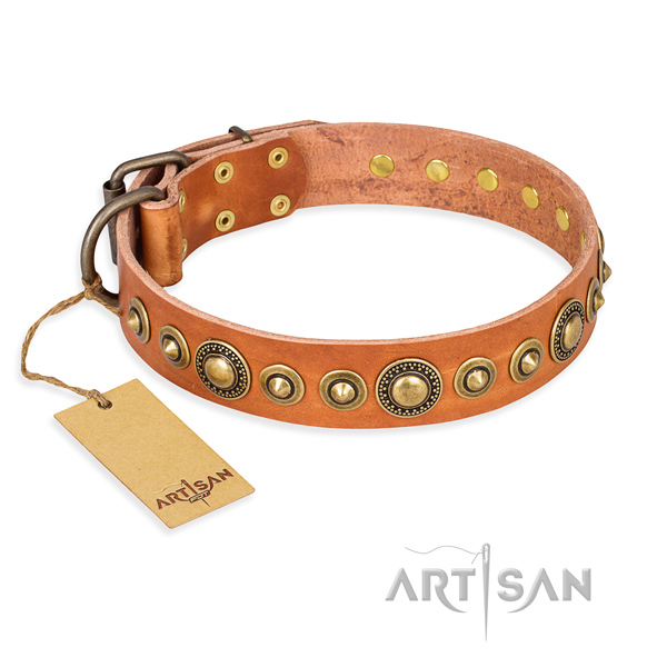 Flexible full grain leather collar handcrafted for your doggie