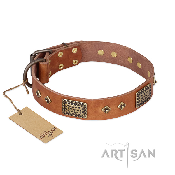 Best quality full grain genuine leather dog collar for everyday use