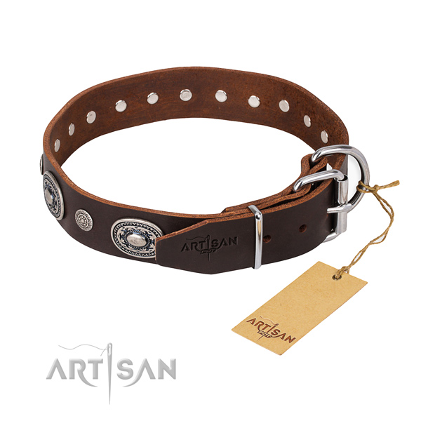 Quality full grain leather dog collar crafted for everyday use