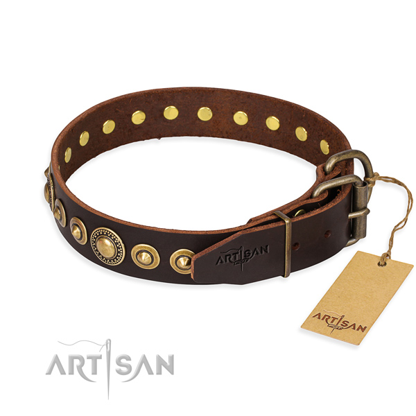 Soft to touch full grain leather dog collar made for everyday walking