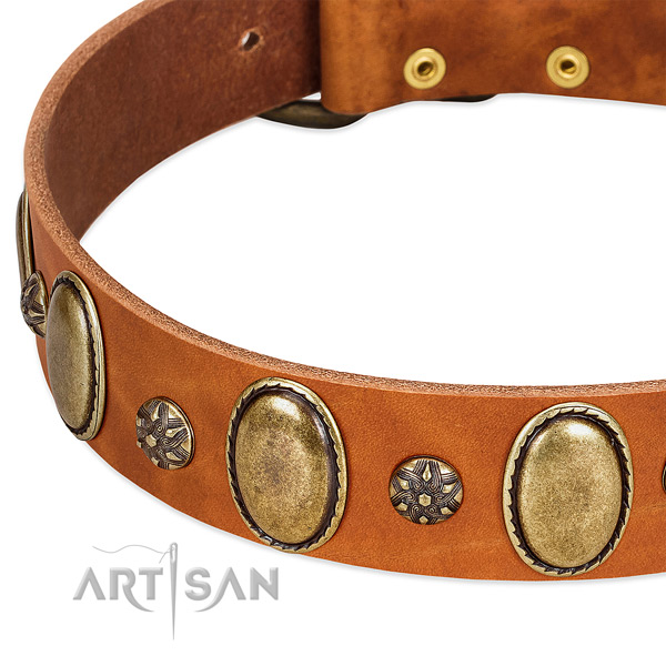 Easy wearing reliable genuine leather dog collar