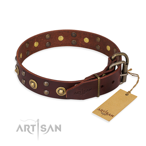 Durable hardware on leather collar for your lovely doggie
