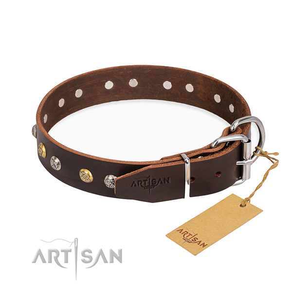 Durable leather dog collar made for everyday use