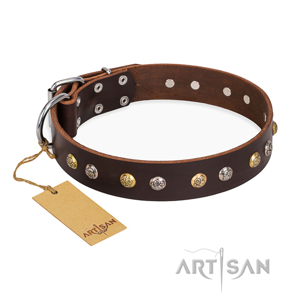 Stylish walking inimitable dog collar with strong buckle