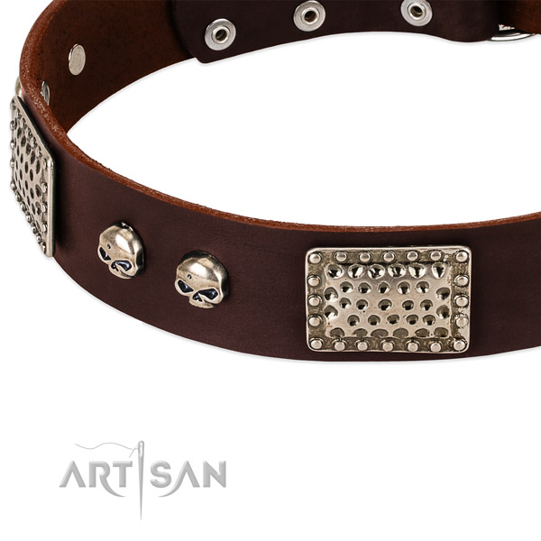 Reliable fittings on full grain genuine leather dog collar for your dog
