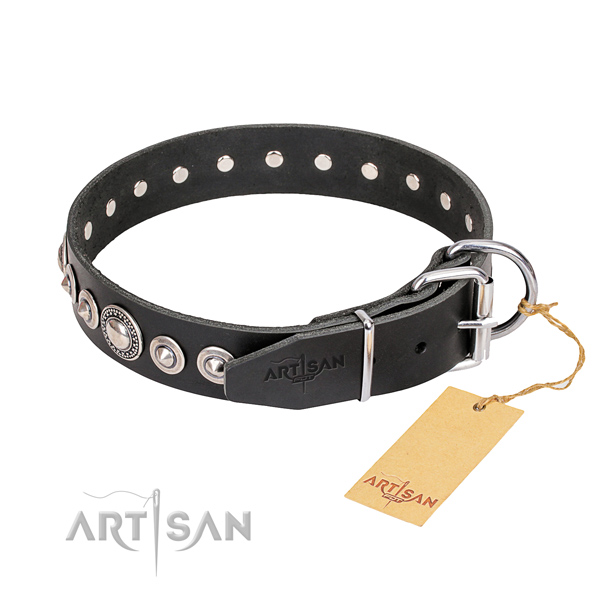 Top notch decorated dog collar of full grain leather
