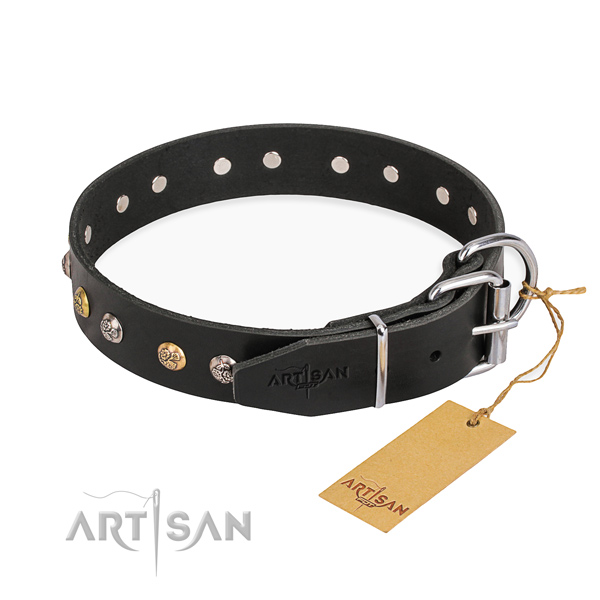 Top rate full grain natural leather dog collar handcrafted for walking