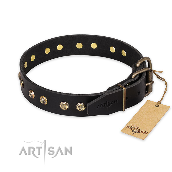 Rust resistant fittings on leather collar for your beautiful dog
