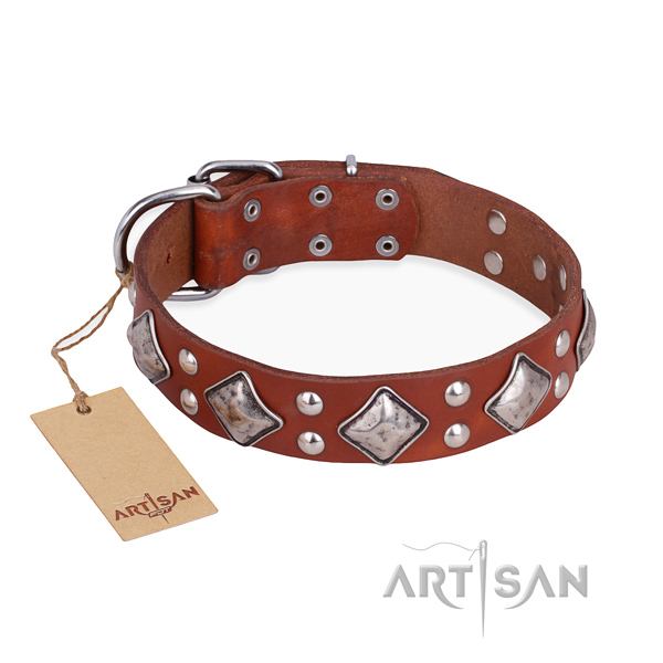 Comfy wearing stylish design dog collar with corrosion resistant buckle