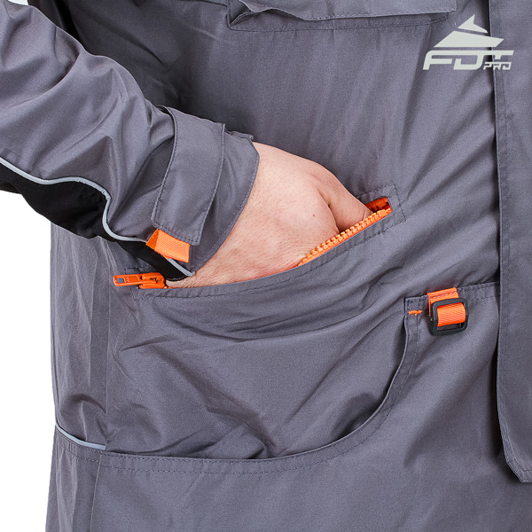 Grey Professional Design Dog Trainer Jacket with Handy Side Pockets