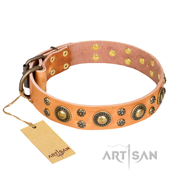 Exceptional full grain genuine leather dog collar for everyday use