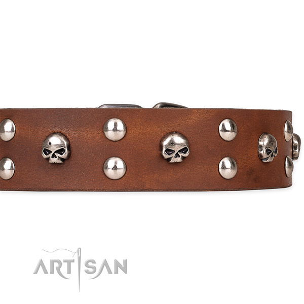 Full grain leather dog collar with smoothly polished exterior
