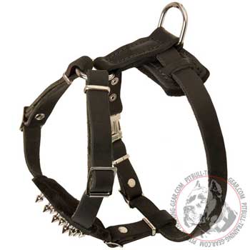 Effective Training Leather Pit Bull Puppy Harness with Durable Buckle