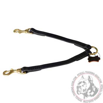 Walking Leather Pit Bull Coupler Stitched for Better Durability