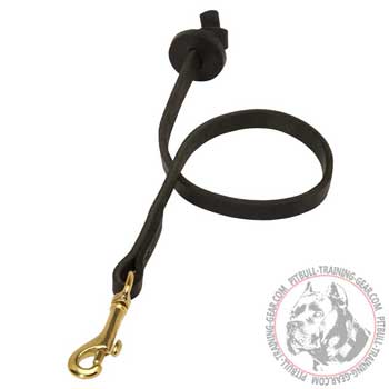Short Leather Dog Lead for Pitbull with Duly Welded Brass Snap Hook