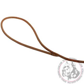 Comfortable Handle Stitched to Round Leather Dog Lead